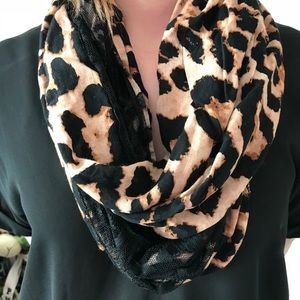 Cheetah/black lace scarf